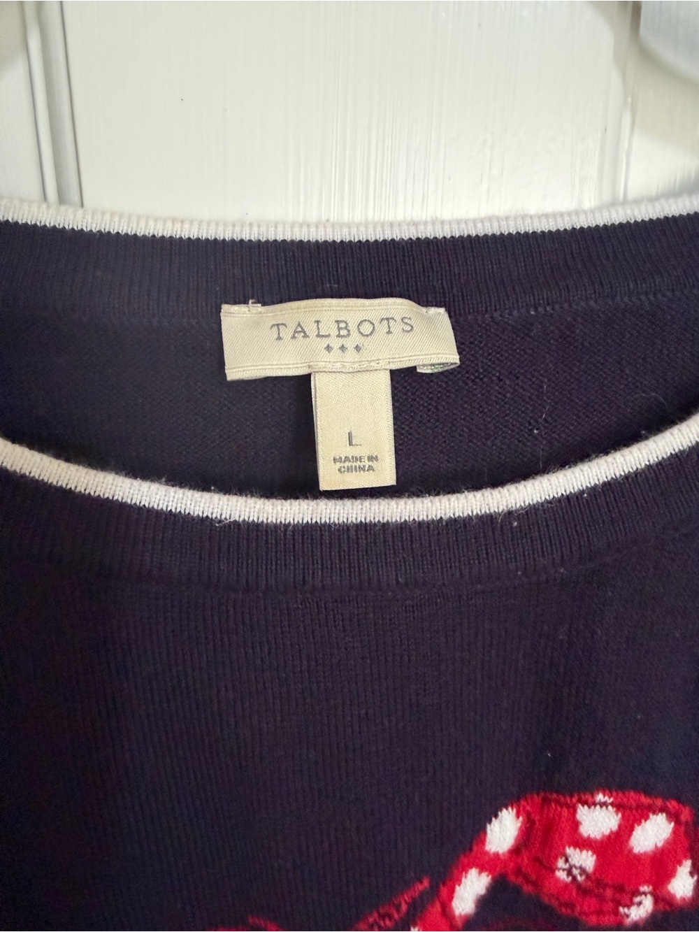 Talbots Lobster Intarsia Navy Blue Pullover Sweater Size Large - Picture 4 of 5